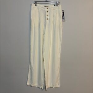 Rewash Off-White Wide Leg Beach Pants Front Buttons | Womens Sz M | NWT